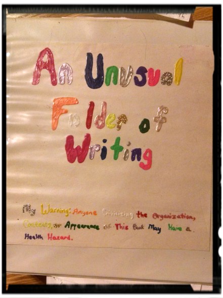 The notebook where I kept all of my adolescent ramblings. Oh yeah, that's puff paint. The warning at the bottom says "Warning: Anyone criticizing the organization, contents, or appearance of this book may have a health hazard."
